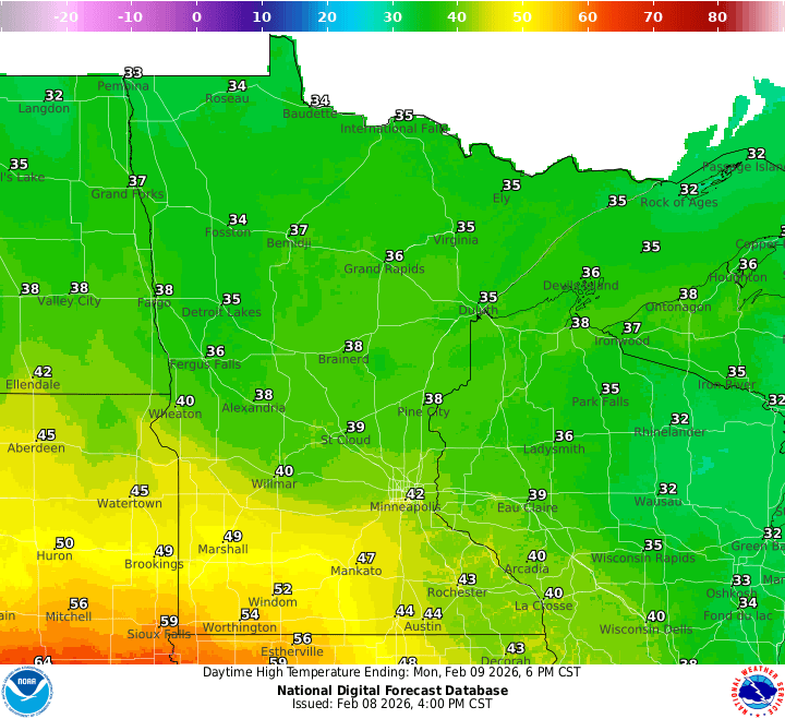 Monday's highs