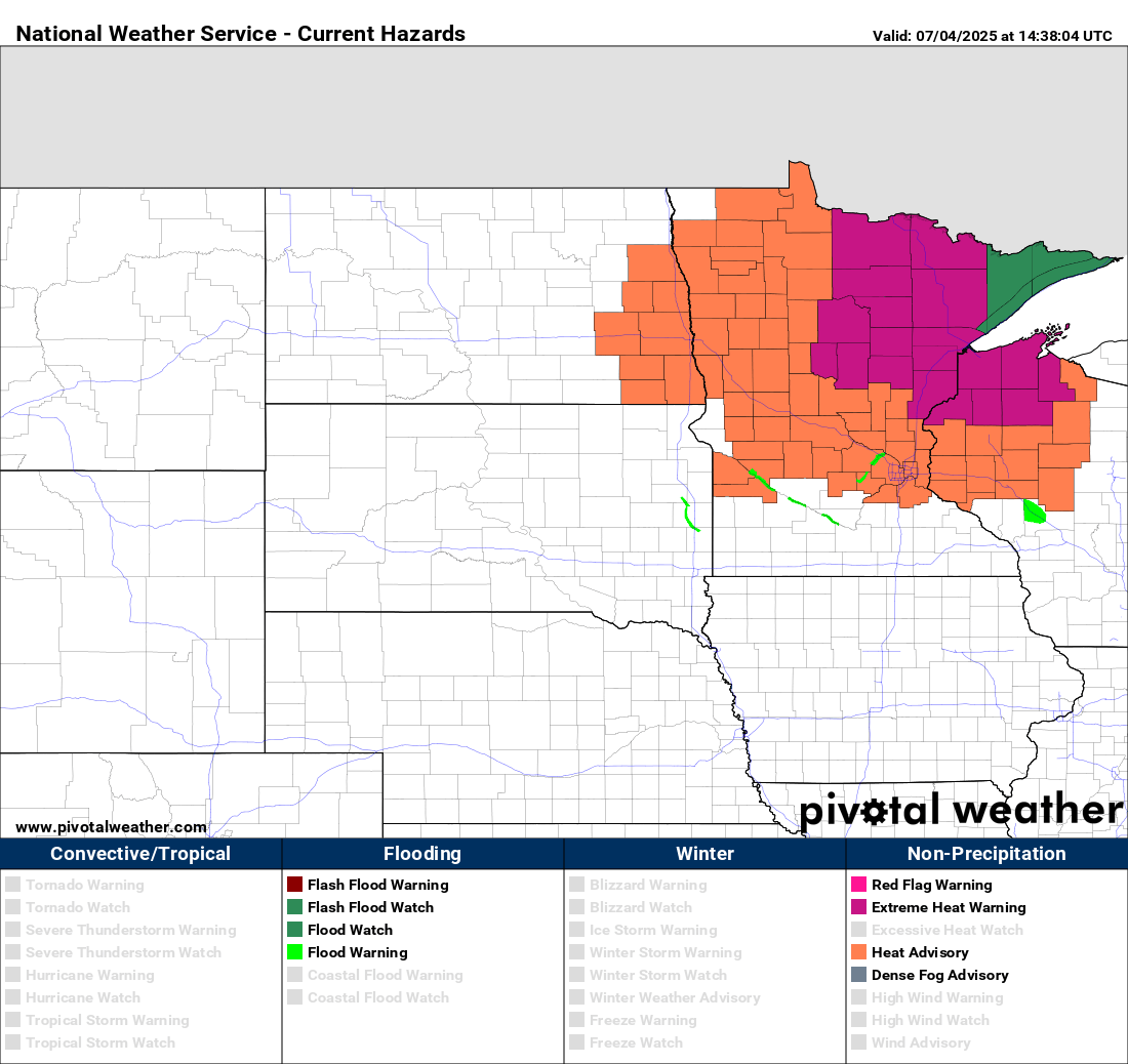Extreme heat warning and heat advisory
