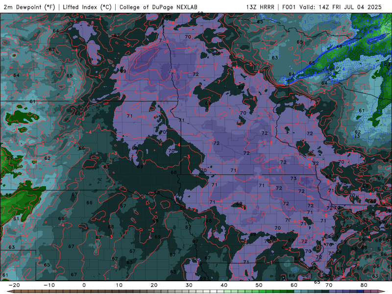 Dew points Friday 9 a.m. to midnight
