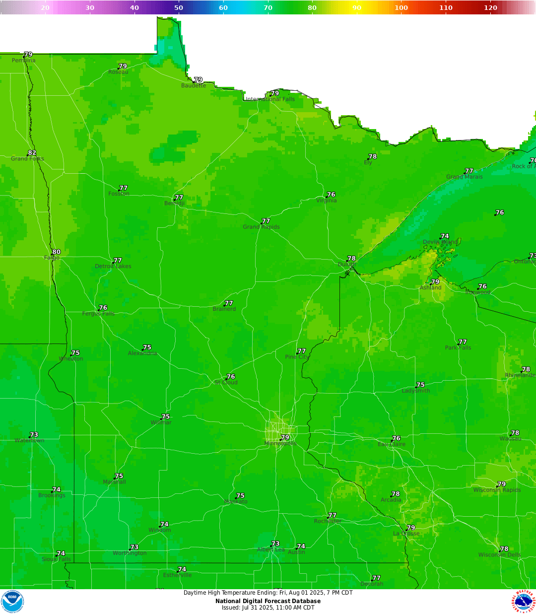 Highs for Friday