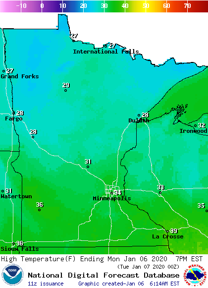 weather for monday