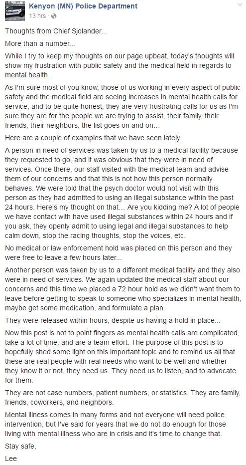 A police chief’s call to fix Minnesota’s mental health system