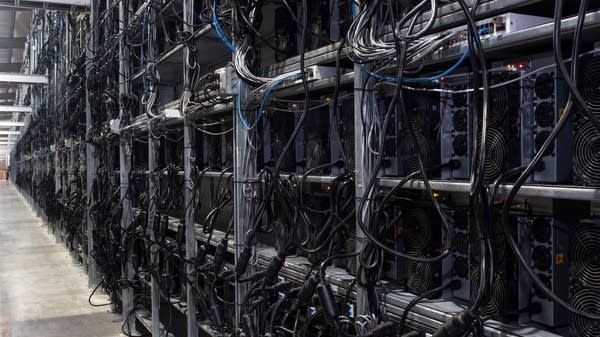 Bitcoin mining machines at the Whinstone bitcoin mining facility in Rockdale, Texas.