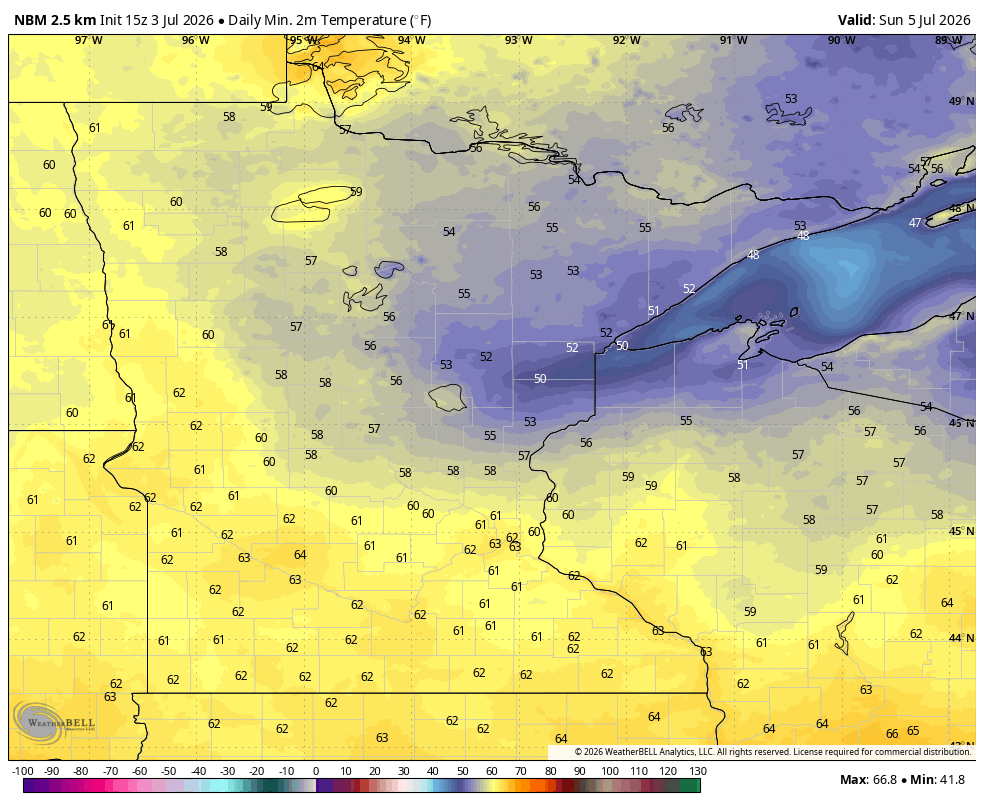 Low temps tonight