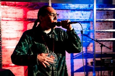 man performing on stage