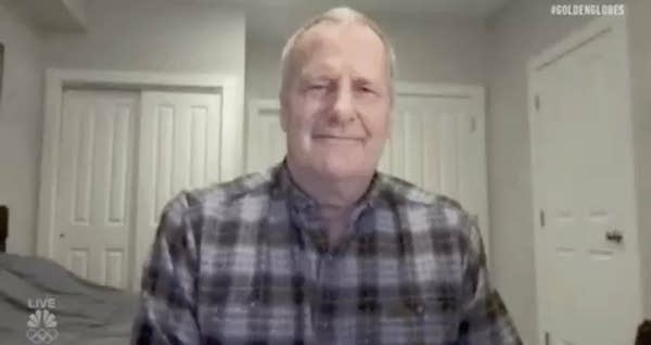 Actor Jeff Daniels on Zoom from an empty-looking room in a house