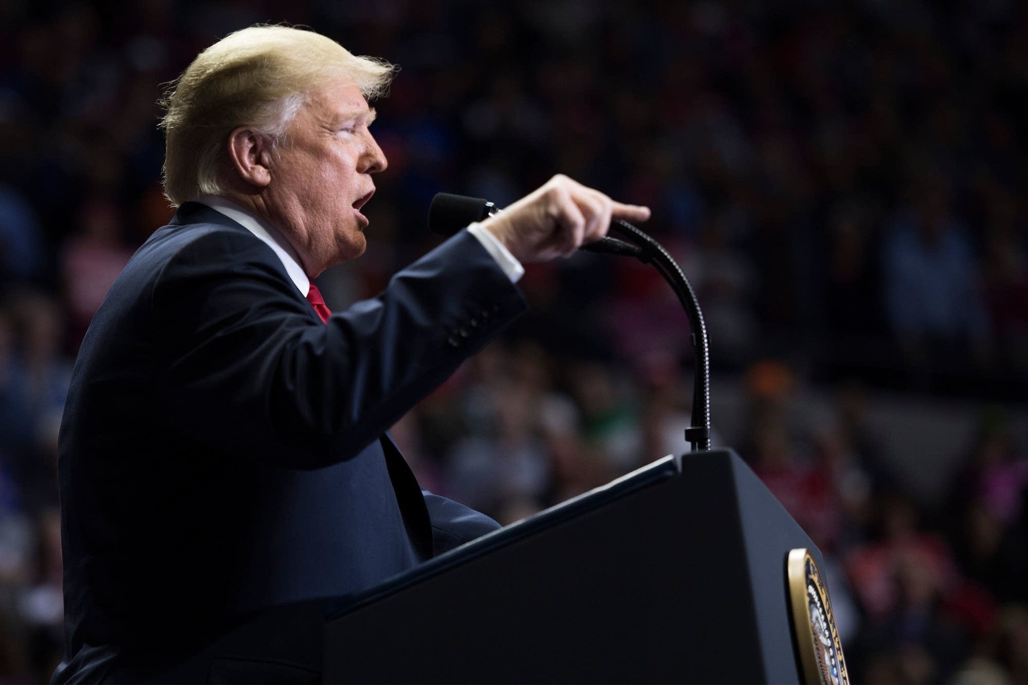 President Trump delivers remarks at a rally in Indiana.