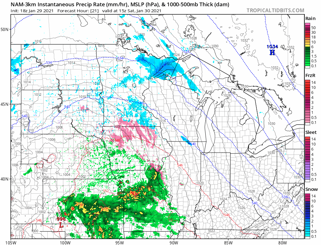 NOAA NAM 3 km model Saturday
