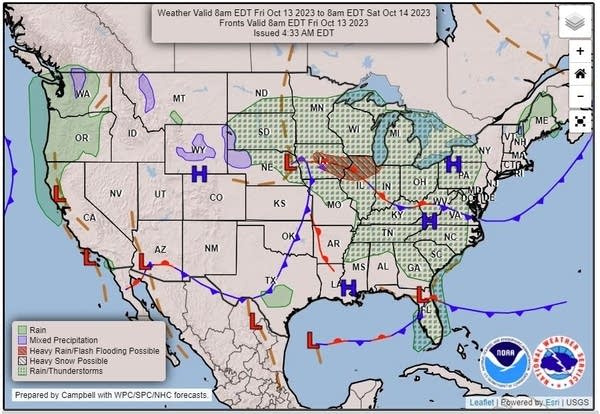 Forecast weather map for Friday