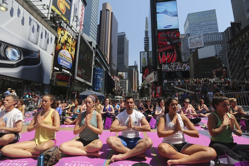 Yoga in New York's Times Square