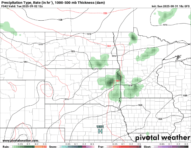 Forecast precipitation Tuesday 7 a.m. to Wednesday 7 a.m.