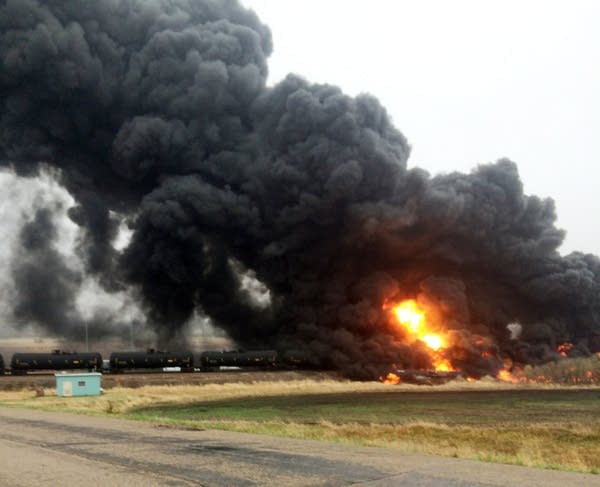 Smoke and fire at train detrailment