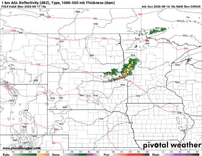 Forecast precipitation Monday 1 p.m. to midnight