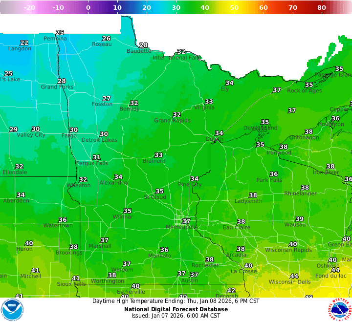 Thursday's highs