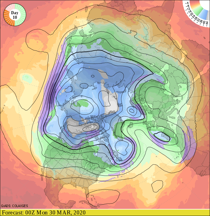 NOAA upper air forecast map for 7 pm March 28