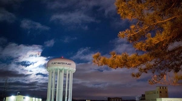 The City of Flint Water Plant is illuminated by moonlight on January 23, 2016 in Flint, Michigan.