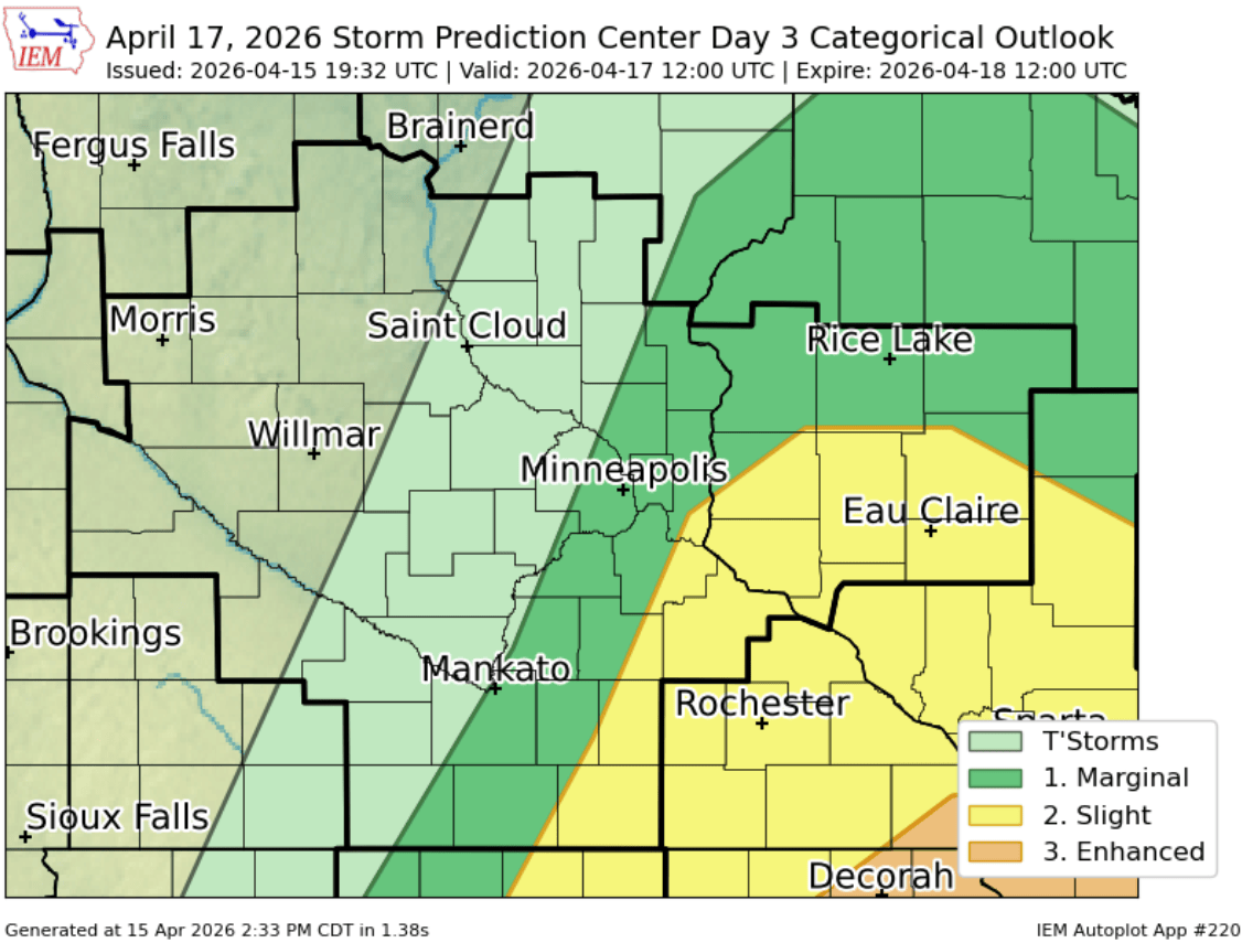 Severe weather risk areas