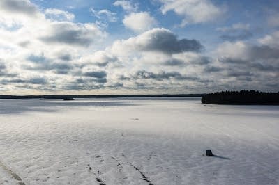 an ice shack on Fish Lake