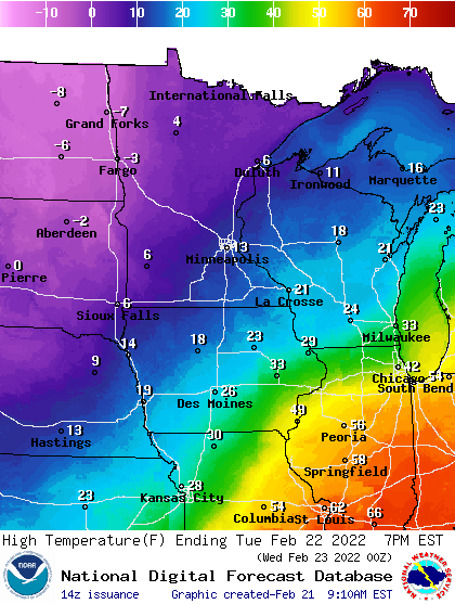 highs Tuesday