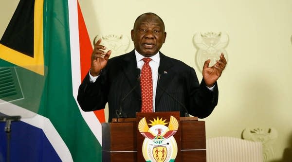 South Africa's President Cyril Ramaphosa gives a press conference outlining measures to stimulate the economy on September 21, 2018 in Pretoria, South Africa.
