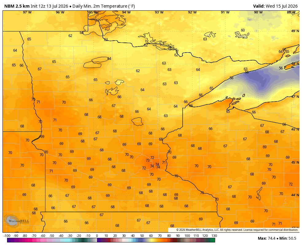 Temps map