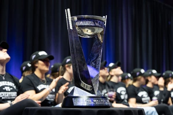A trophy sits on a table