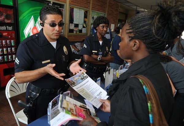 LAPD police officer at job fair