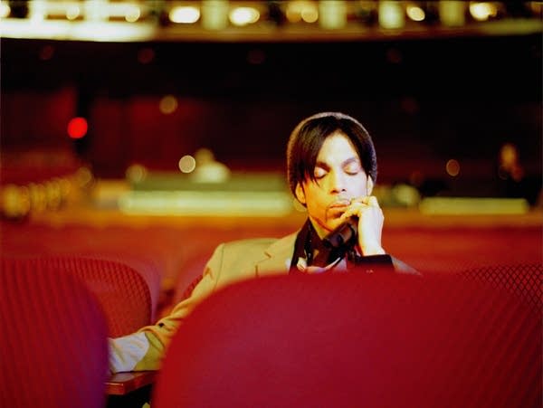 Prince relaxing after sound check at the Kodak Theatre in Hollywood.