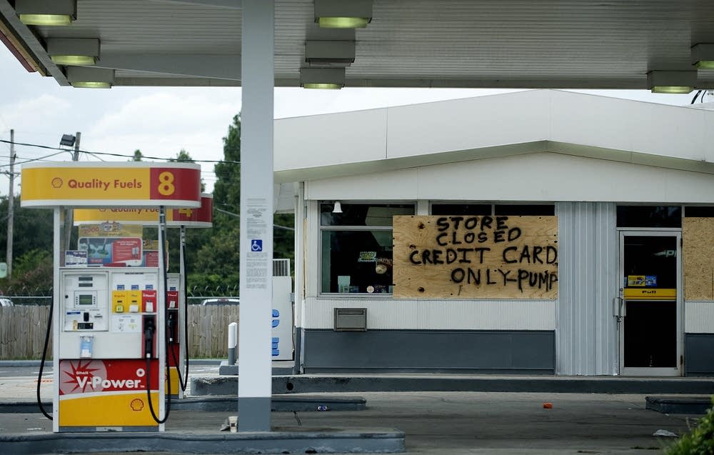 A gas station offers its limitted gasoline service