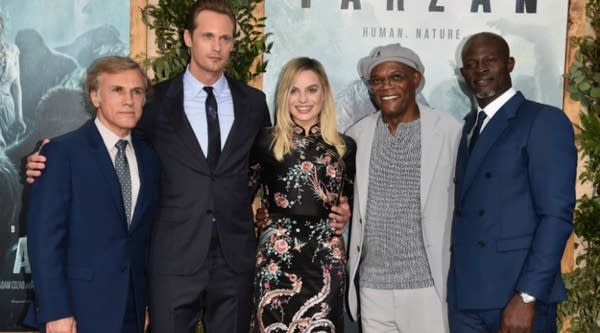 Actors Christoph Waltz, Alexander Skarsgard, Margot Robbie, Samuel L. Jackson and Djimon Hounsou attend the premiere of Warner Bros. Pictures' "The Legend of Tarzan" at Dolby Theatre on June 27, 2016 in Hollywood, California.