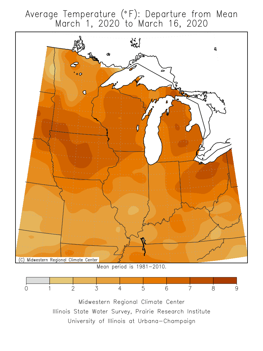 March temperature departure