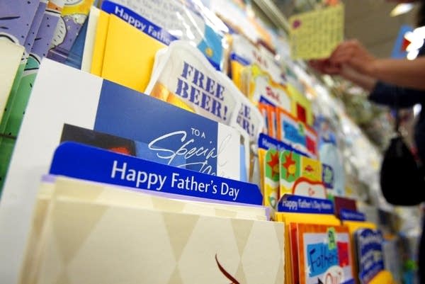 A view of Father's Day cards at a Hallmark store.