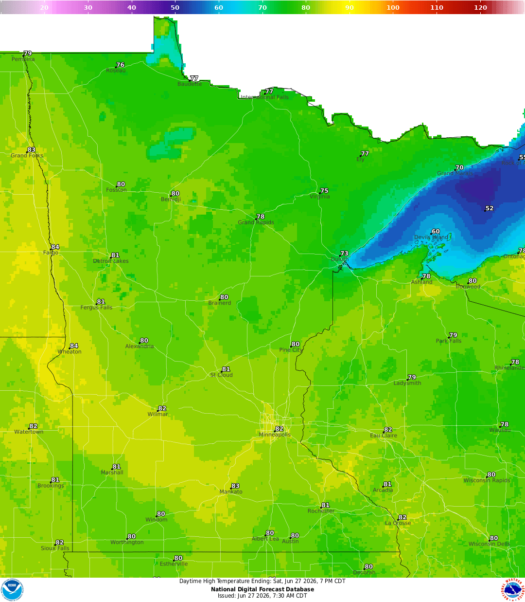 Highs for Saturday