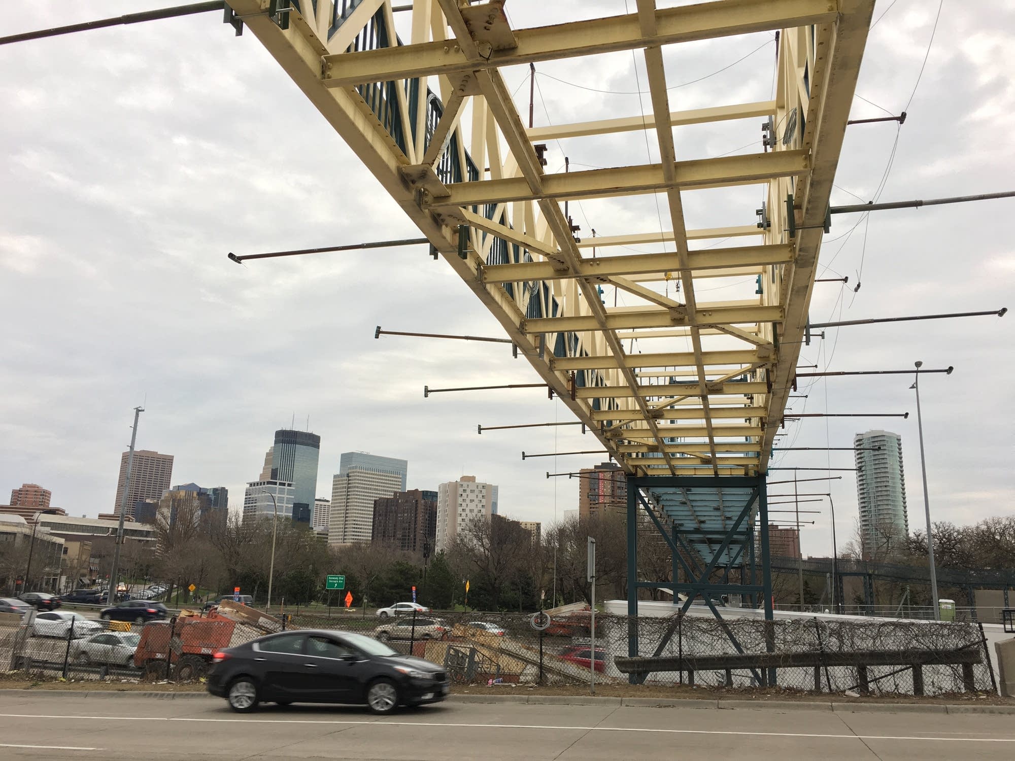 The Irene Hixon Whitney Bridge over I-94 under construction
