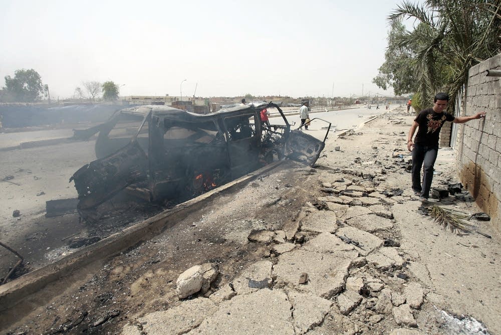A burning vehicle