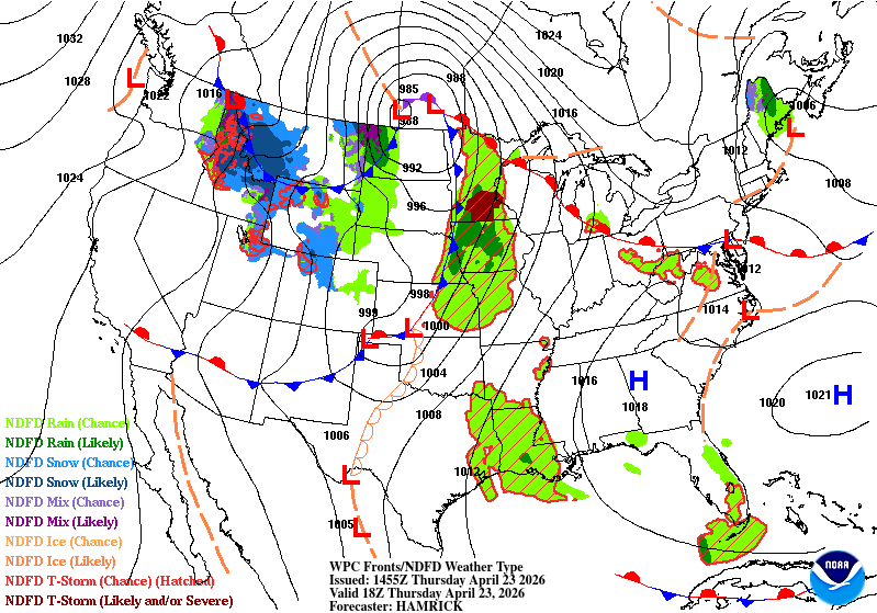 Surface analysis for Thursday 1 p.m.