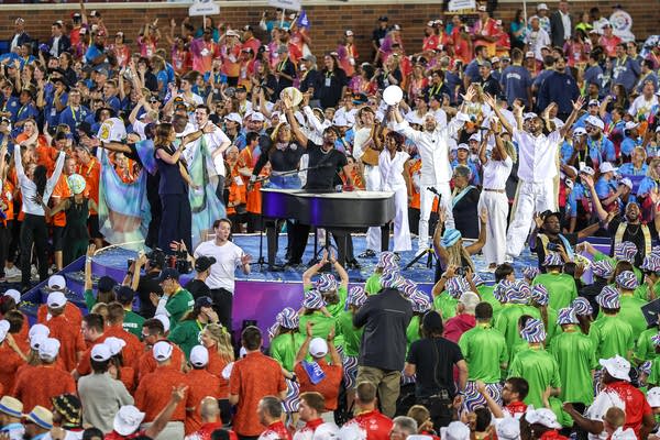 Musician Jon Batiste performs during the Opening Ceremony of the 2026 Special Olympics USA Games at Huntington Bank Stadium in Minneapolis on Saturday, June 20, 2026.