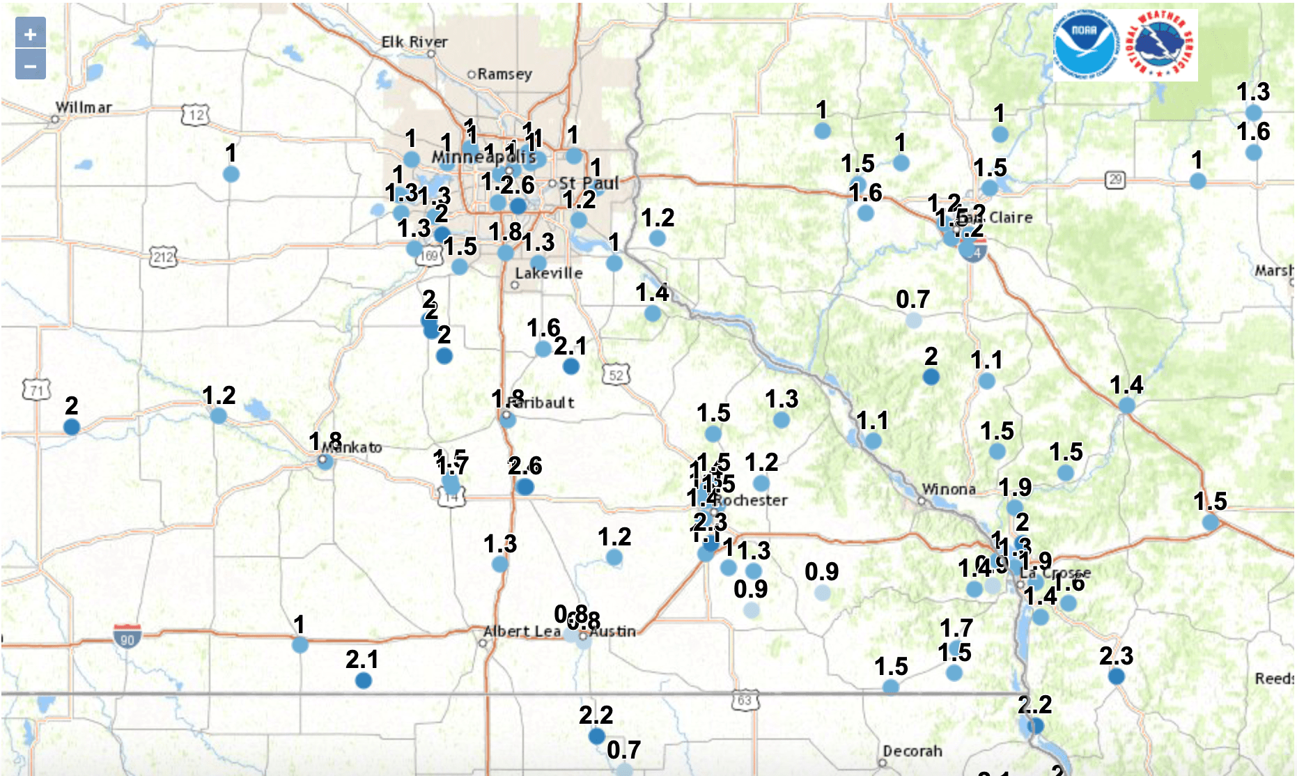 SE MN totals