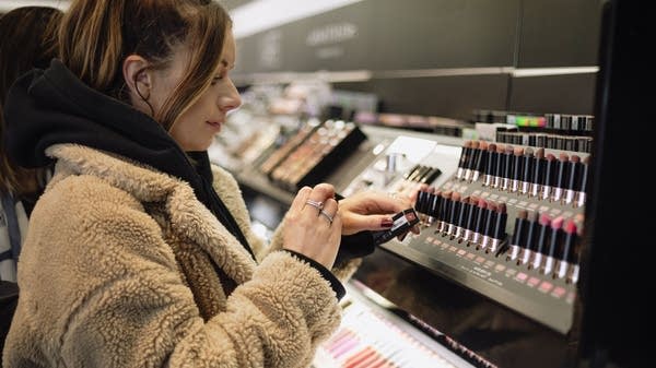 Small luxuries like lipstick "can make you feel a little bit better about an economy that you feel increasingly left out of,” said Sofia Baig with Morning Consult.