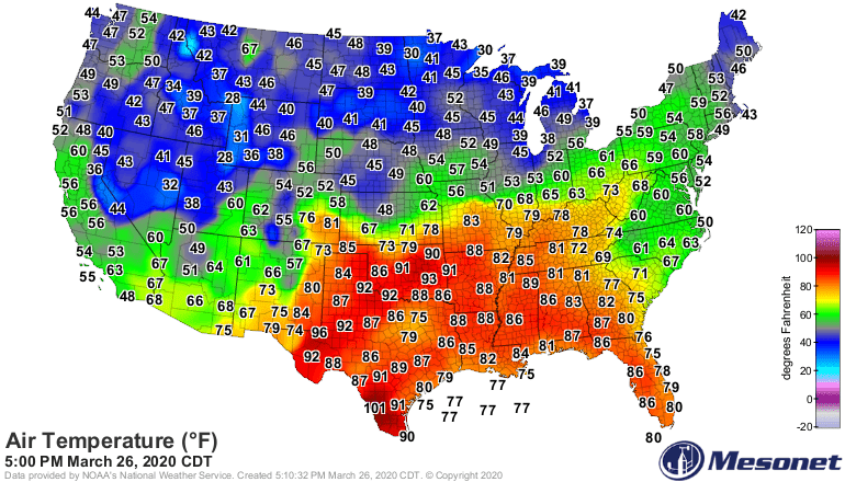 Temperatures Thursday afternoon