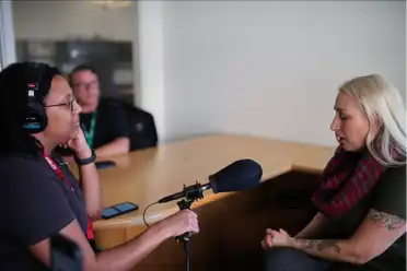 Feven Gerezgiher interviewing Stella Carlson