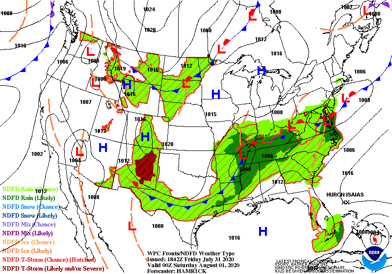 Surface weather maps through Sunday