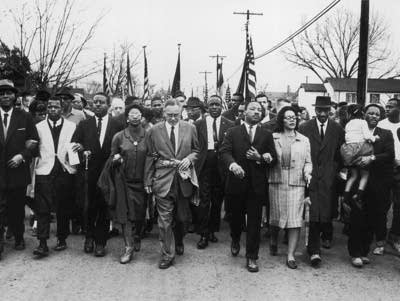 Martin Luther King Jr leads march to Montgomery
