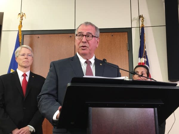 Henn. Co. Attorney Mike Freeman at a press conference Tuesday.