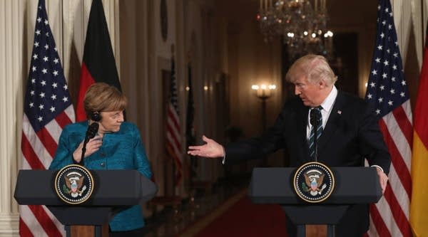 President Trump holds a joint press conference with German Chancellor Angela Merkel on March 17, 2017.