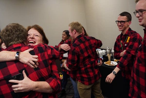 DFL gubernatorial candidate Tim Walz' campaign staff celebrate.