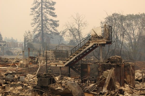 Debris left behind by the Camp Fire in Paradise, California.