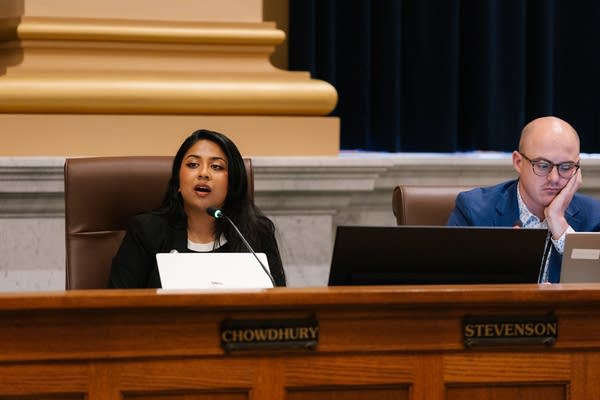 Council member Aurin Chowdhury speaking