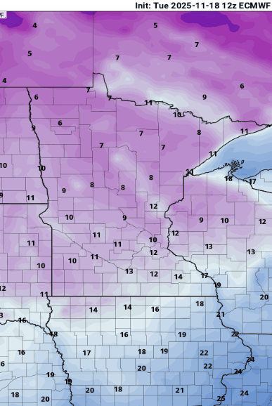 European ECMWF model temperature