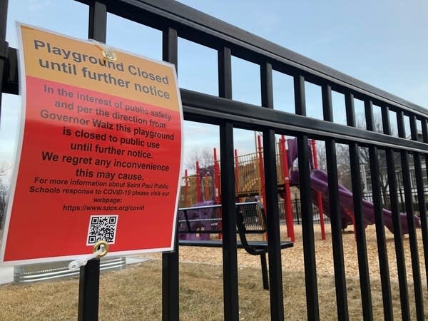 A closure sign on the playground. 